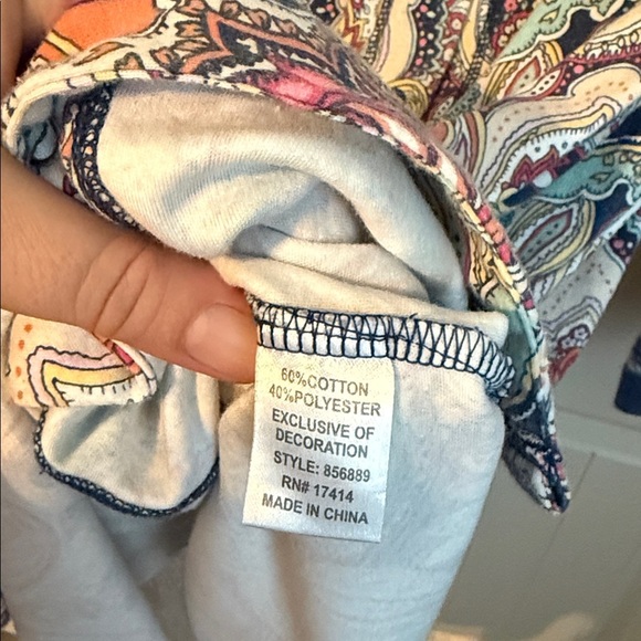 Miss Elaine Multicolor Paisley button down sleep shirt - Picture 4 of 5